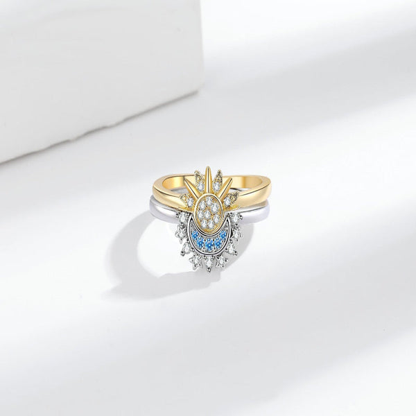 And American Personality Simple Design Sun Moon Folding Ring Female Couple Rings