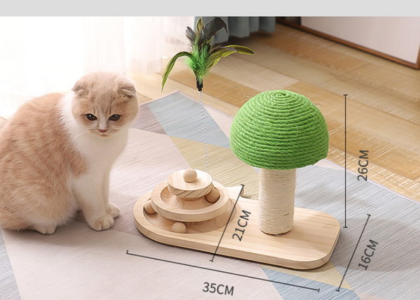 Cat Mushroom Scratching Post Claw Scratcher With Wooden Balls