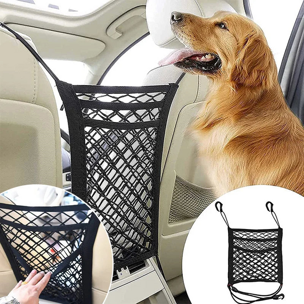 Dog Car Net Barrier Pet Travel Safety Carrier Rear Seat Fence Anti Collision For Child And Pets With Storage Bag Pet Transport