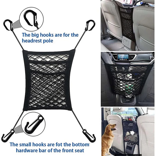 Dog Car Net Barrier Pet Travel Safety Carrier Rear Seat Fence Anti Collision For Child And Pets With Storage Bag Pet Transport