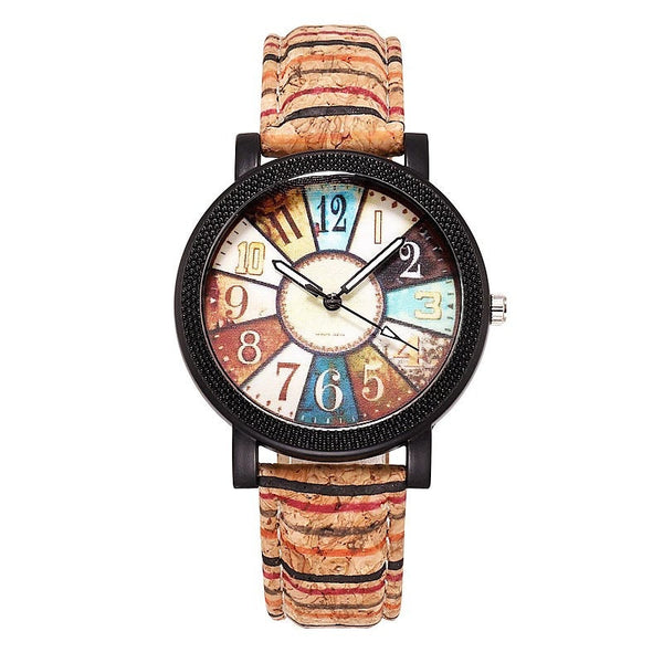 Veile Studios Casual Patchwork Leather Women Quartz Wrist Watch Watches