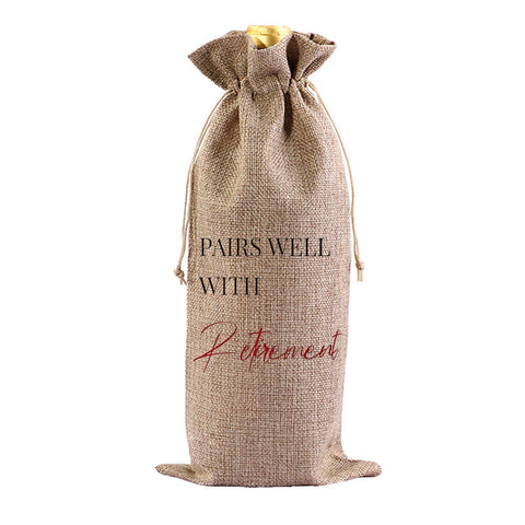 Red Wine Bag For Retirement Celebration: Party Packaging Imitation Linen Drawstring Pouch Gift Gift Bags