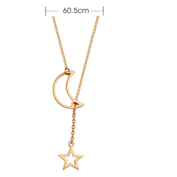 Veile Studios Star Moon Pendant Minimalist Necklace For Women With Length Necklaces & Pendants