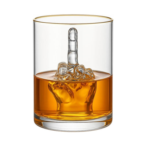 Middle Finger Whiskey Glass With 3D Inside Funny Novelty For Bourbon Scotch tails Unique Gift Men Glassware & Drinkware