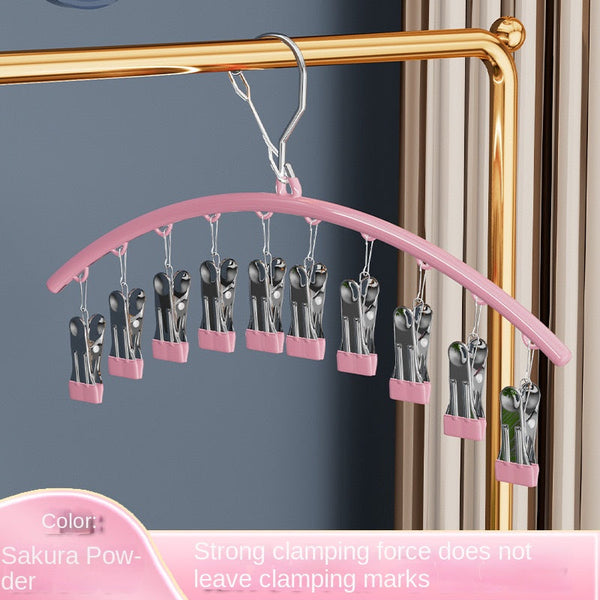 Clothes Hanger With Multiple Clips For Home Use Retractable Travel Space Saving Indoor Bra And Panty Drying Rack Circular Design Balcony Clothes Hange