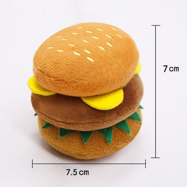 Cute Cat Plush Sound Toy French Fries & Hamburger Design Cat Toys