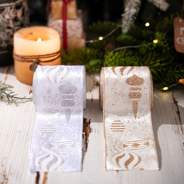 Christmas Tree Ribbon Roll Diy Decorative Bow Satin Silver Decoration Seasonal Decorations