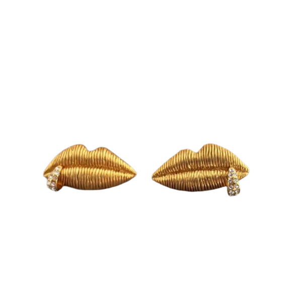 Abstract Mouth Diamond Buckle Copper Fashionable Personalized Earrings