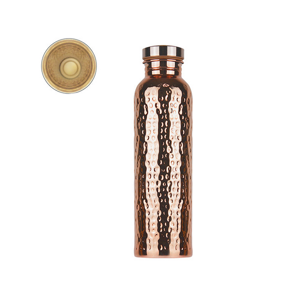 800Ml Copper Hammer Pattern Water Bottle: Leakproof For Sports/Outdoor/Cycling/Gym/Fitness/Travel Water Bottles & Vacuum Flasks