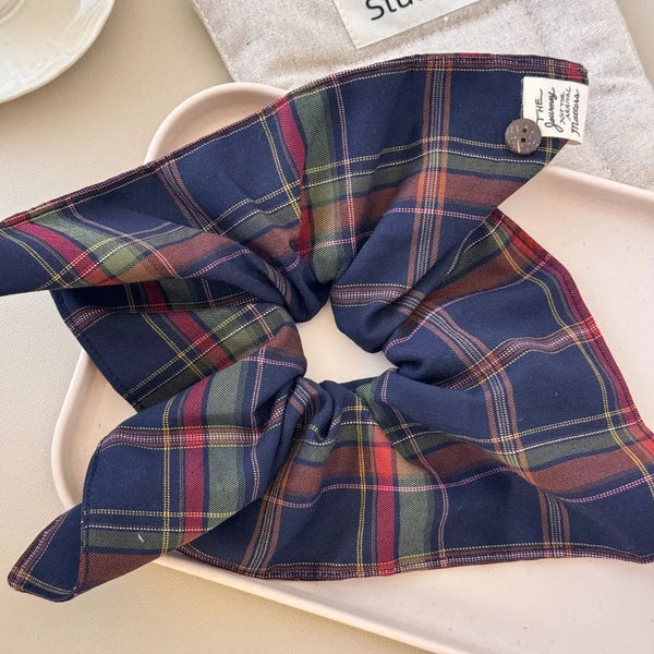 Contrast Plaid Elastic Hair Scrunchy Cute Aesthetic Tie Hair Accessories