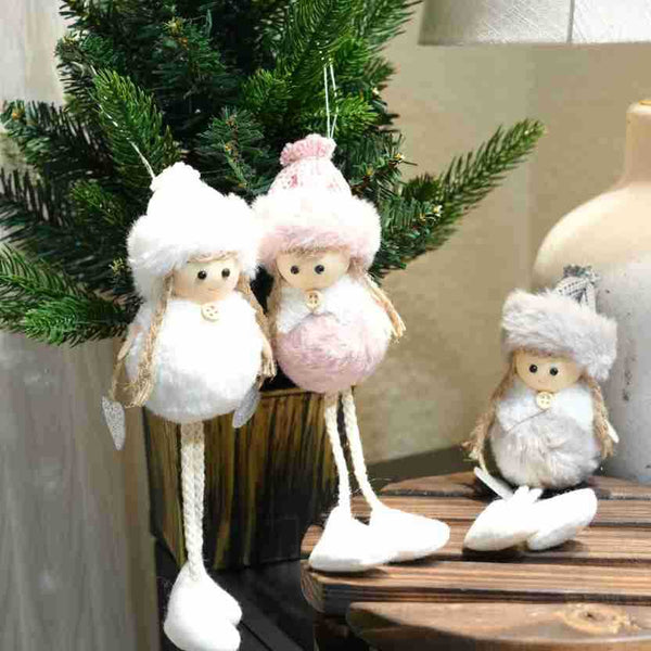 Christmas Angel Doll Decorative Plush Hanging Ornament For Tree Hotel Bar Counter Decoration Gift Box Accessories Seasonal Decorations