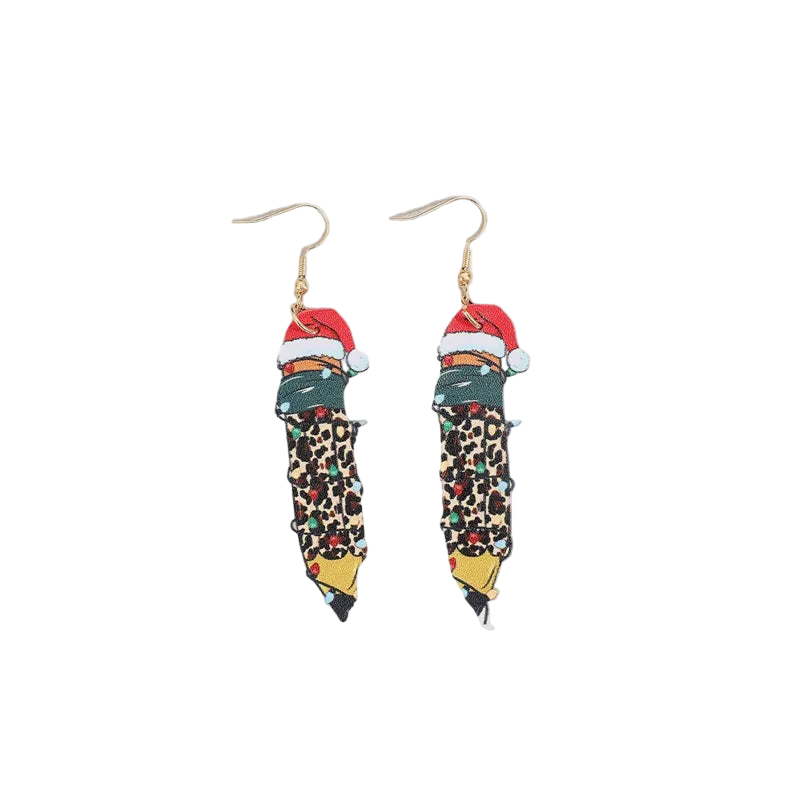 Pu Leather Alloy Pencil Earrings