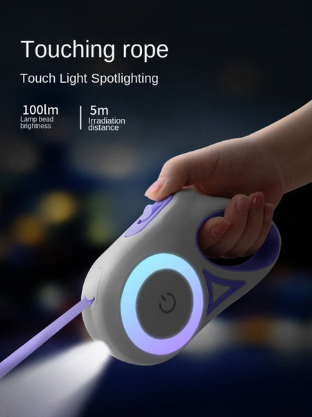 Dog Walking Rope With Led Light Automatic Retractable Traction Non Gripping Leash Leads & Head Collars