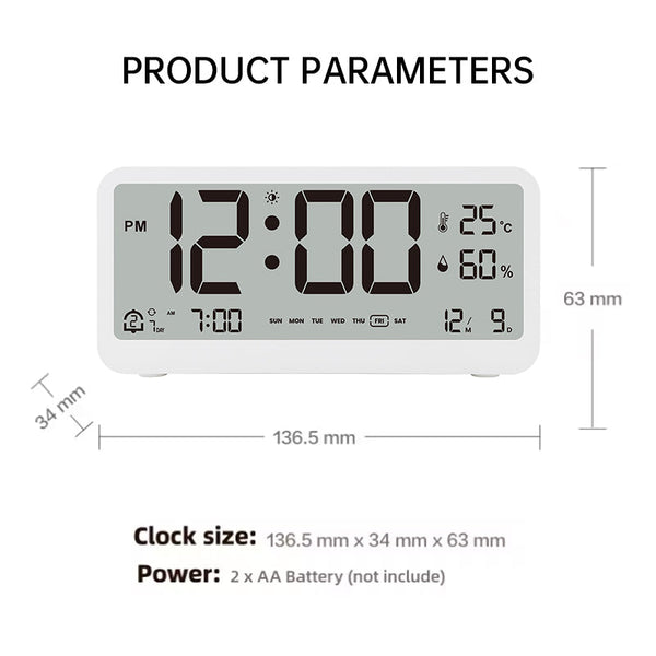 Multifunctional Digital Clock: Adjustable Led Brightness Temp & Humidity Display Dual Mode Alarm For Bedside Or Desk Desk Clocks