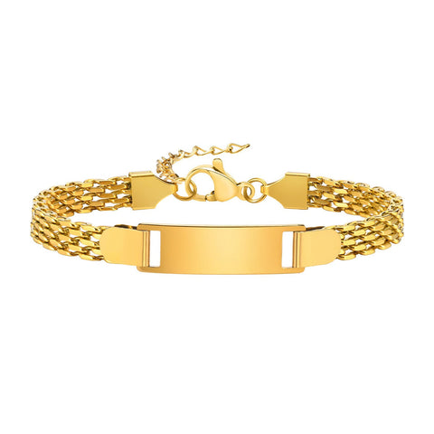 Stainless Steel Titanium Snake Chain Women's Bent Plate Bracelet Children's Engravable Diy With Custom Notes 01 24 Bracelets