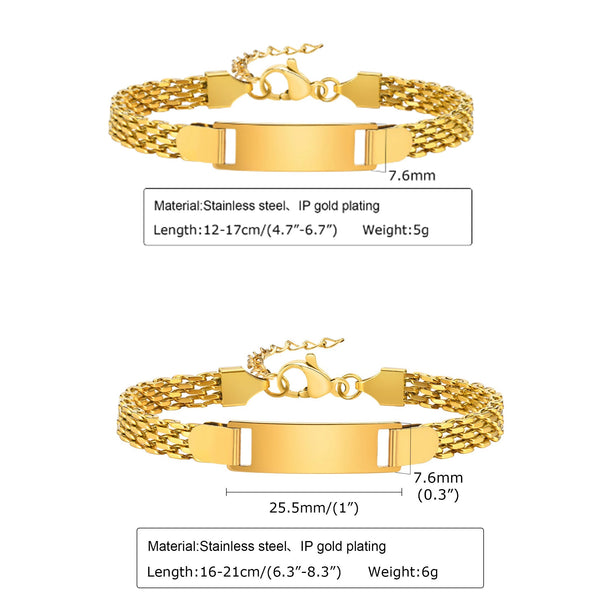 Stainless Steel Titanium Snake Chain Women's Bent Plate Bracelet Children's Engravable Diy With Custom Notes 01 24 Bracelets