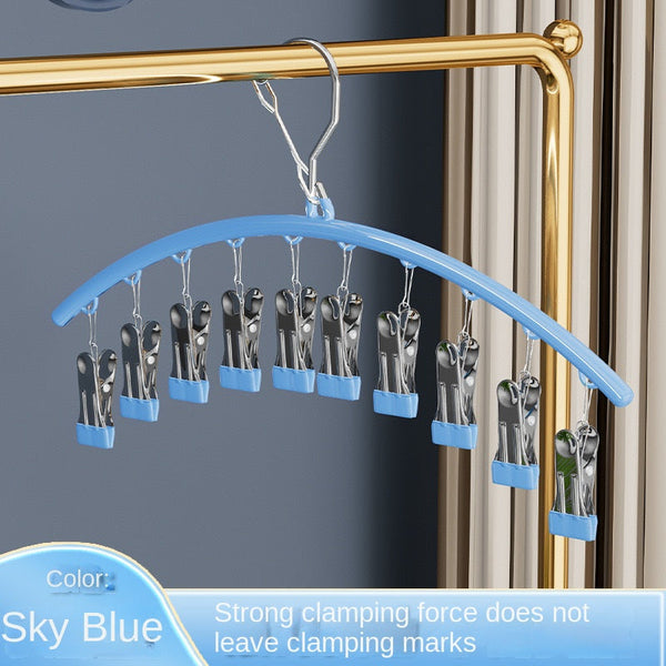 Clothes Hanger With Multiple Clips For Home Use Retractable Travel Space Saving Indoor Bra And Panty Drying Rack Circular Design Balcony Clothes Hange