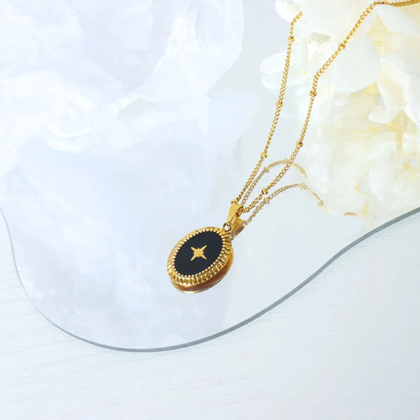 Geometric Jewelry Dripping Oil Star Elliptical Titanium Steel Pendant Necklace Necklaces & Pendants