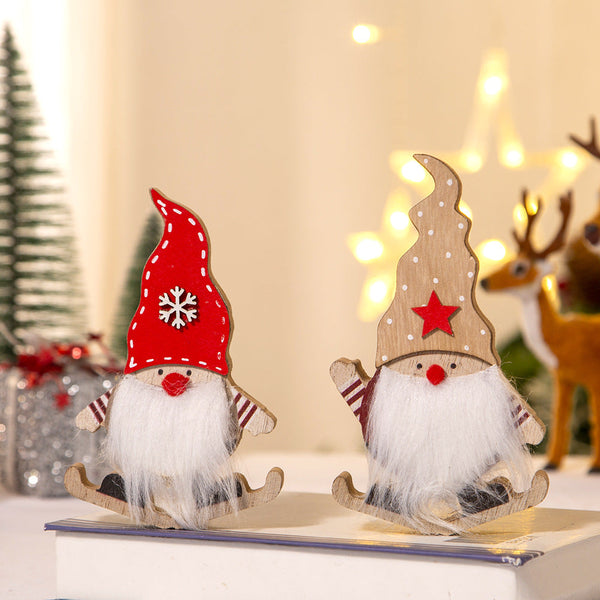 Christmas Decoration Cartoon Santa Sleigh Wooden Desk Ornament Gift Seasonal Decorations