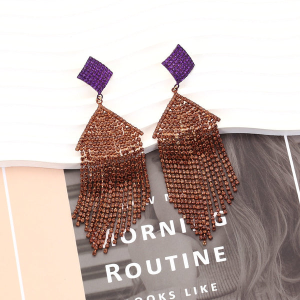 Veile Studios Temperament Diamond Rhinestone Long Dangle For Women Jewelry Earrings