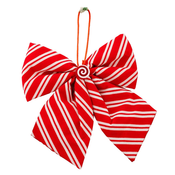 Christmas Decorations With Red And White Striped Bows Seasonal Decorations