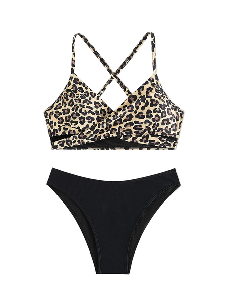 Bikini Leopard Print  Two Piece Swimsuit For Women Swimwear