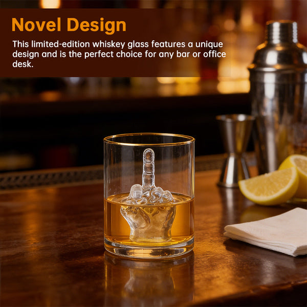 Middle Finger Whiskey Glass With 3D Inside Funny Novelty For Bourbon Scotch tails Unique Gift Men Glassware & Drinkware