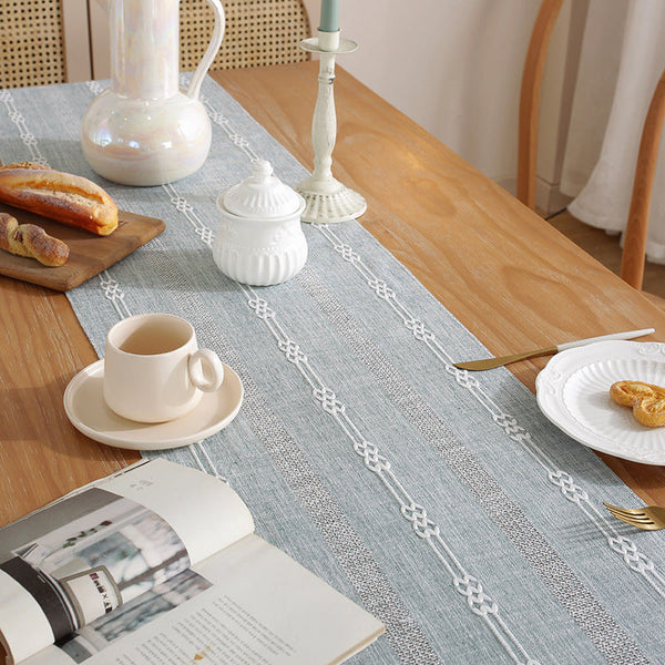 Hand Woven Cotton And Linen Table Flag With Hollow Tassels Perfect For Home Rustic Dining Tables Table Runners