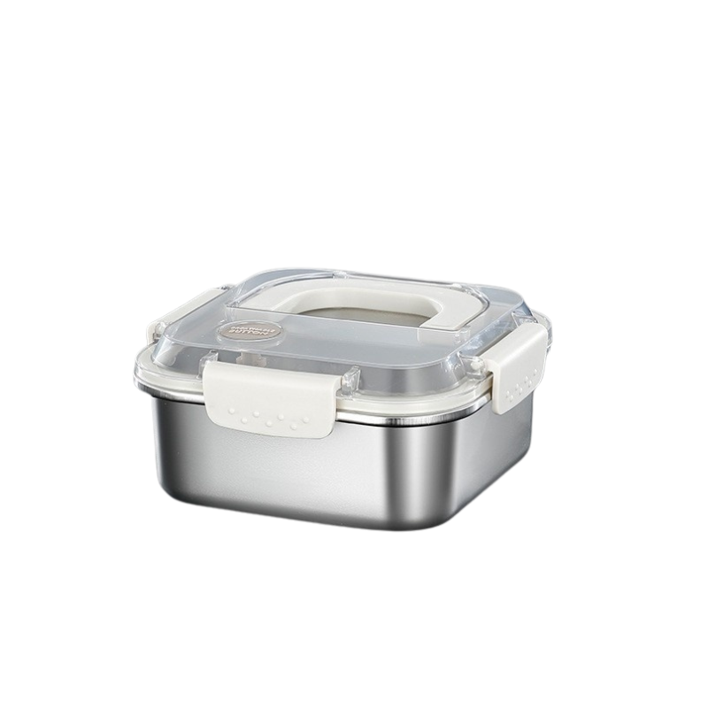 Lunchboxes 304 Stainless Steel Crisper Square Lunch Box With Handle For Kitchen Storage