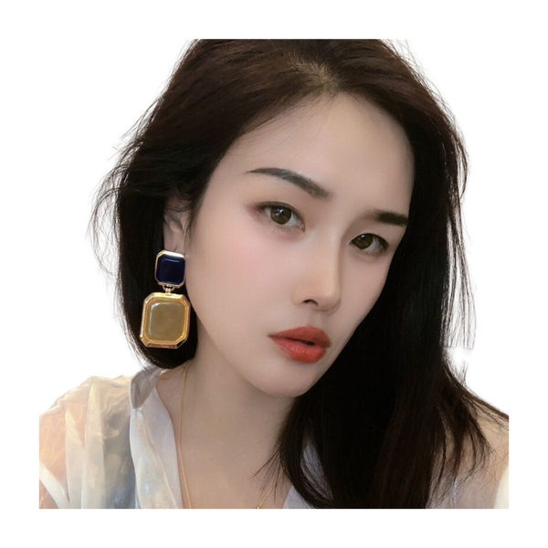Veile Studios Geometric Resin Large Contrasting Colours Personality Trend Design Earrings