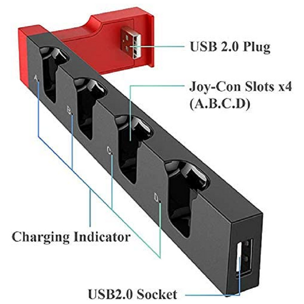 4 In1 Charger Station Stand For Nintendo Switch Joy Con With Led Indication Chargers & Charging Docks