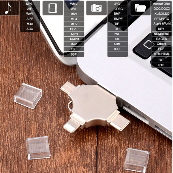 4 In 1 Usb Flash Drive For Iphone Pendrive 256Gb 3.0 Memory Stick External Storage Iosandroidtype Cwindows Device Usb Flash Drives