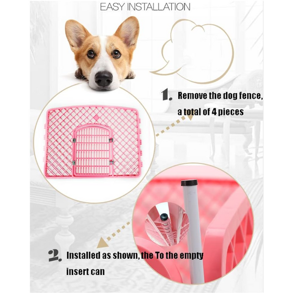 4 Panel Plastic Pet Pen Foldable Fence Dog Enclosure With Gate Pink