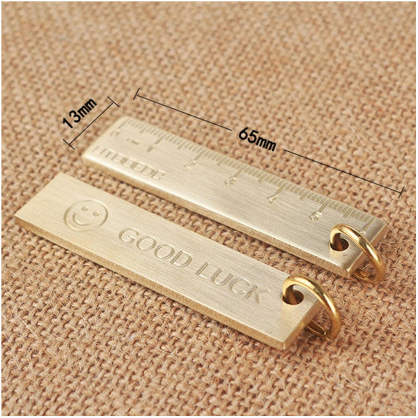 4 Pcs 6Cm Small Copper Ruler 3Mm Thickened Brass Metal Key Pendant Number Plate Drafting Supplies Mini Rulers