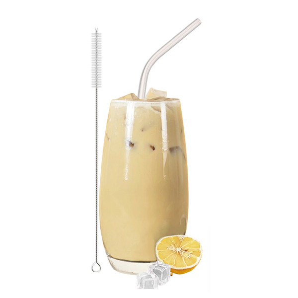 304 Stainless Steel Colorful Curved Straw 4Pcs With Brush Silver Straws & Stirrers