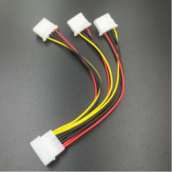 4 Pin Molex Male To 3 Port Ide Female Power Supply Splitter Adapter Computer 4Pin Cord