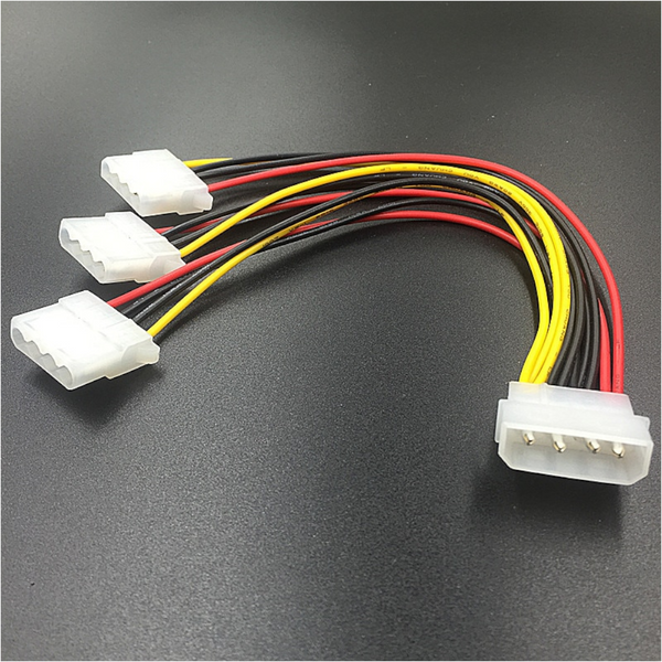 4 Pin Molex Male To 3 Port Ide Female Power Supply Splitter Adapter Computer 4Pin Cord