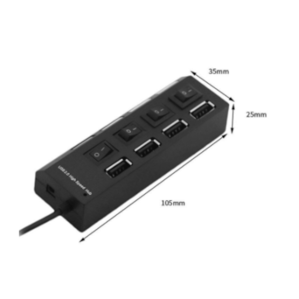 4 Port Led Usb Hub Four Ports 2.0 Concentrator With Light And Separate Switch For Mobie Cellphone High Quality