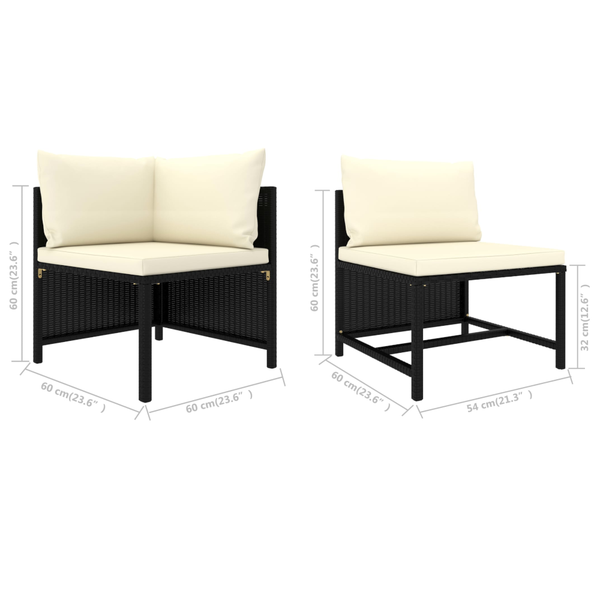 4 Seater Garden Sofa With Cushions Black Poly Rattan Patio Chairs