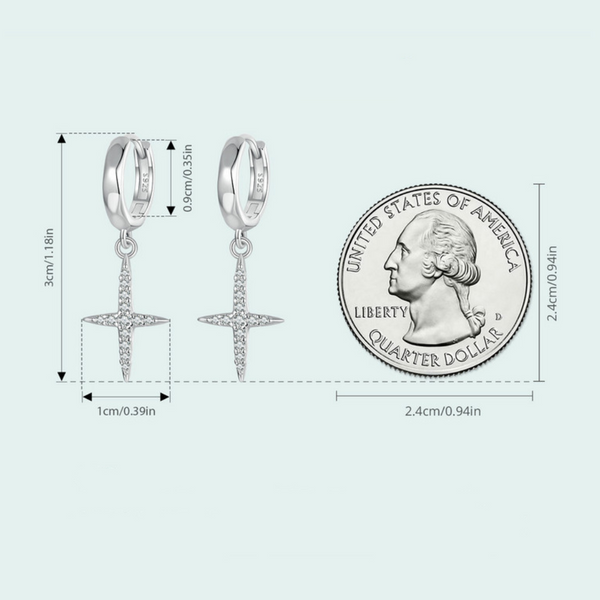 Veile Studios Silver Charm Cross Ear Buckle Trendy S925 Solid Zircon Earrings
