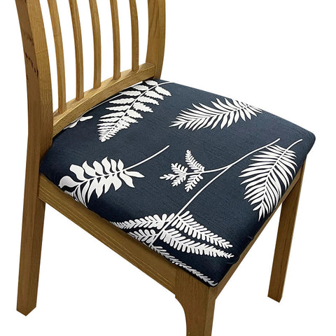 Chair Cover Dark Blue Leaves Print Stretch Seat For Dinning Kitchen Washable Removable Slipcover Slipcovers