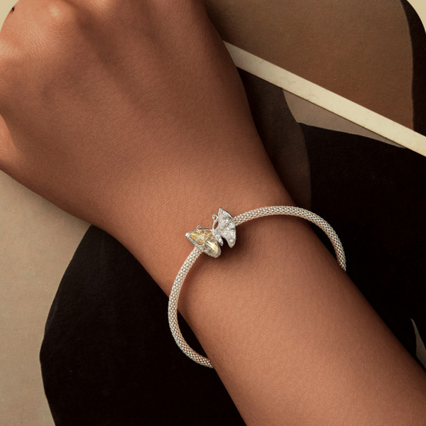 Veile Studios Yinziyun Original Ginkgo Butterfly Diy Bracelet Beads In Silver And Glass Bracelets