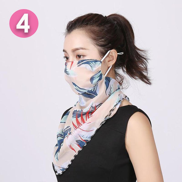 Summer Masks Flower Printed Women's Large Neck Guard Sun Protection Scarf Scarves & Wraps