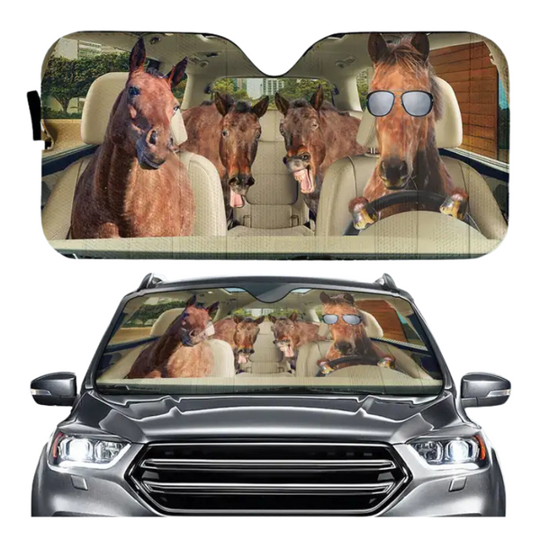 Funny Horse Driving 3D Printing Car Sun Visor Auto Decoration For Vehicle Parts Accessories Sun Visors