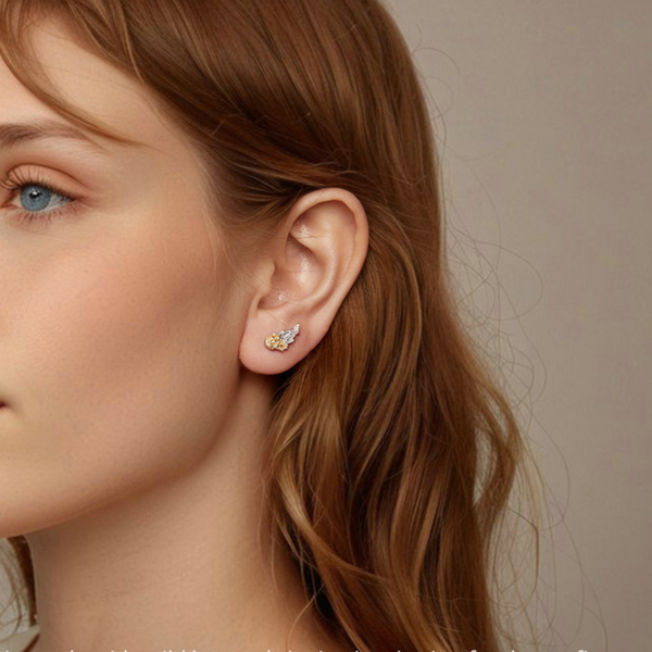 Veile Studios Yinziyun Original Personalized Electroplated Wing In 925 Pure Silver Earrings