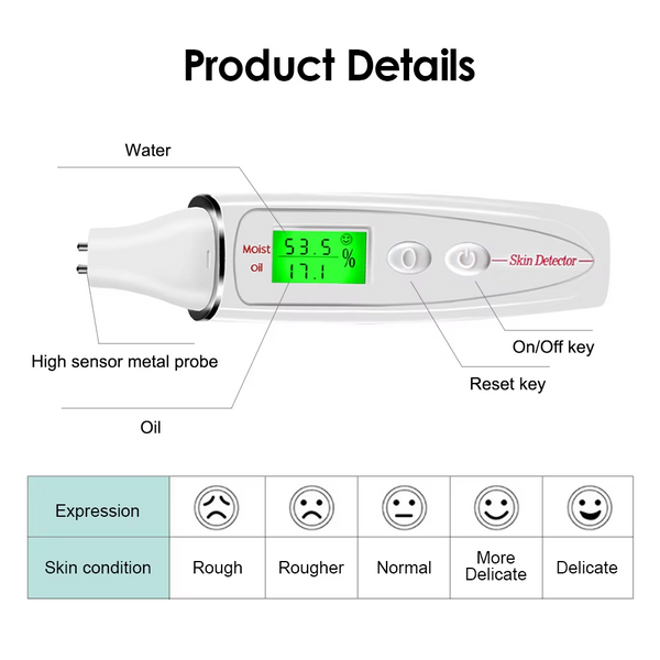 Face Skin Tester Portable Analyzer Digital Aesthetic Moisture Water Oil Monitor For Care Diagnostic Device Facial Cleansing Devices