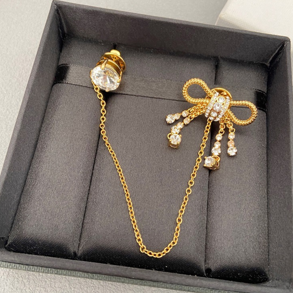 Veile Studios Bow Tassel Brooch Brass Gold Temperament For Accessories Brooches