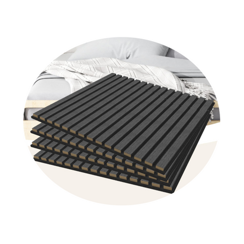 4 Pcs 60Cm X Wall Panel Wood Slat Acoustic Panels Sound Absorbing Proof For Ceiling Decorative Black Roof Sheets & Panels