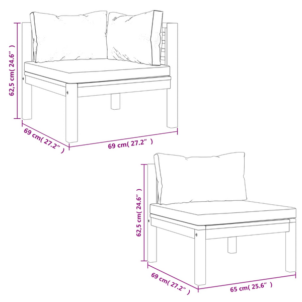 4 Piece Garden Lounge Set With Cream Cushion Solid Acacia Wood Patio Furniture Sets