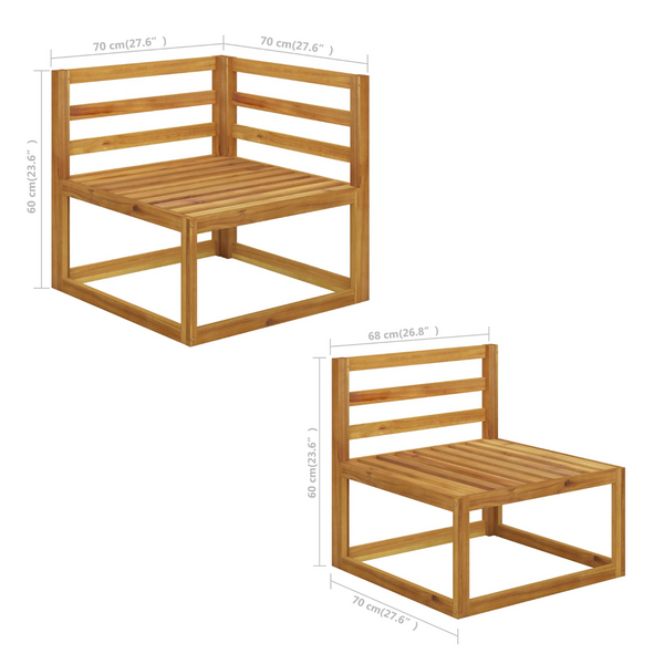 4 Piece Garden Lounge Set With Cushion Cream Solid Acacia Wood Patio Furniture Sets